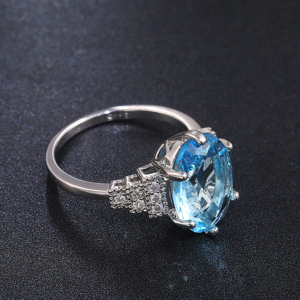 Oval Stone Engage Party Luxury Jewelry Shine CZ Stone Best Wedding Ring - Image 5