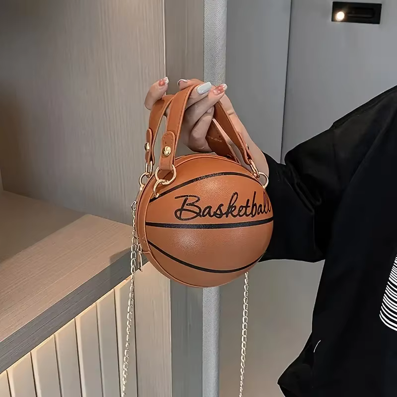 Basketball Letter Print PU Leather Chain Teenagers Crossbody Bags