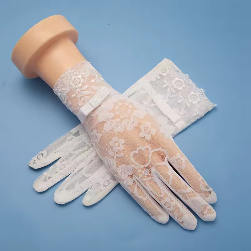 Patchwork Lace Anti Ultraviolet Thin Electric Anti-skid Gloves
