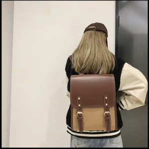 Preppy Style Large Capacity Laptop Casual School Backpacks Patchwork Travel Bags