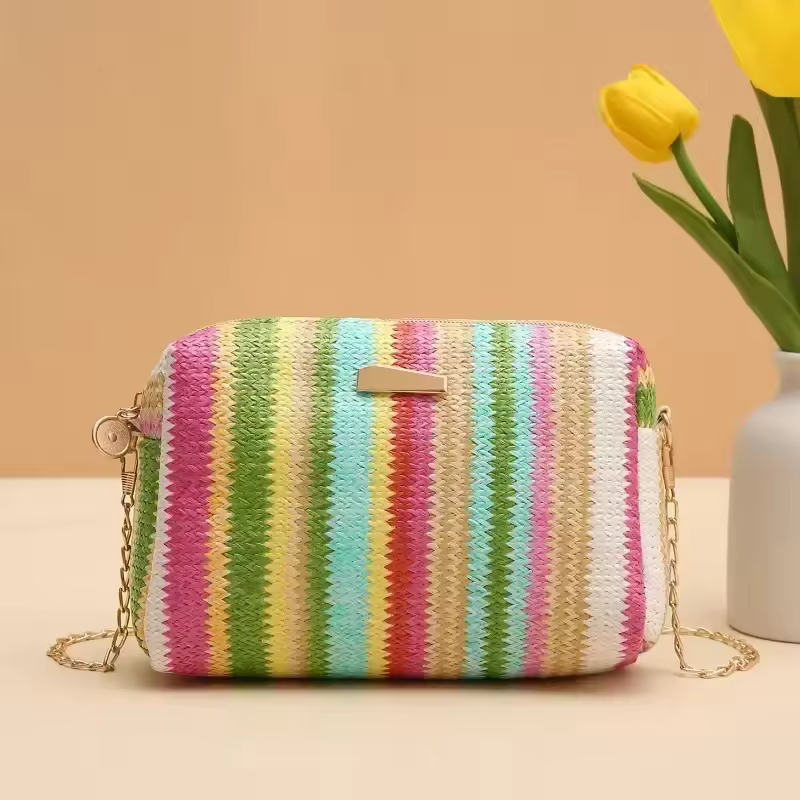 Rattan Knitting Straw Beach Chain Small Shoulder Crossbody Bags