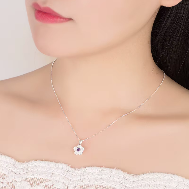 Retro Luxury 925 Sterling Silver Peach Blossom Necklaces