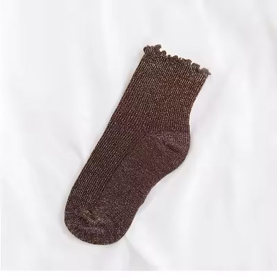 Retro Shining Surface Daily Pure Cotton Sweet Rib Knit Shiny Simple Socks - Image 7