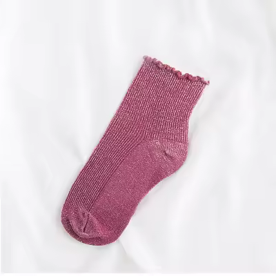 Retro Shining Surface Daily Pure Cotton Sweet Rib Knit Shiny Simple Socks - Image 8