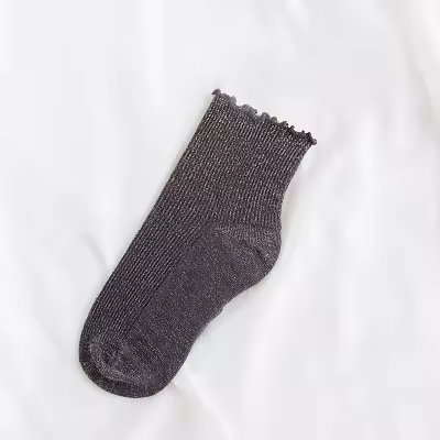 Retro Shining Surface Daily Pure Cotton Sweet Rib Knit Shiny Simple Socks - Image 9