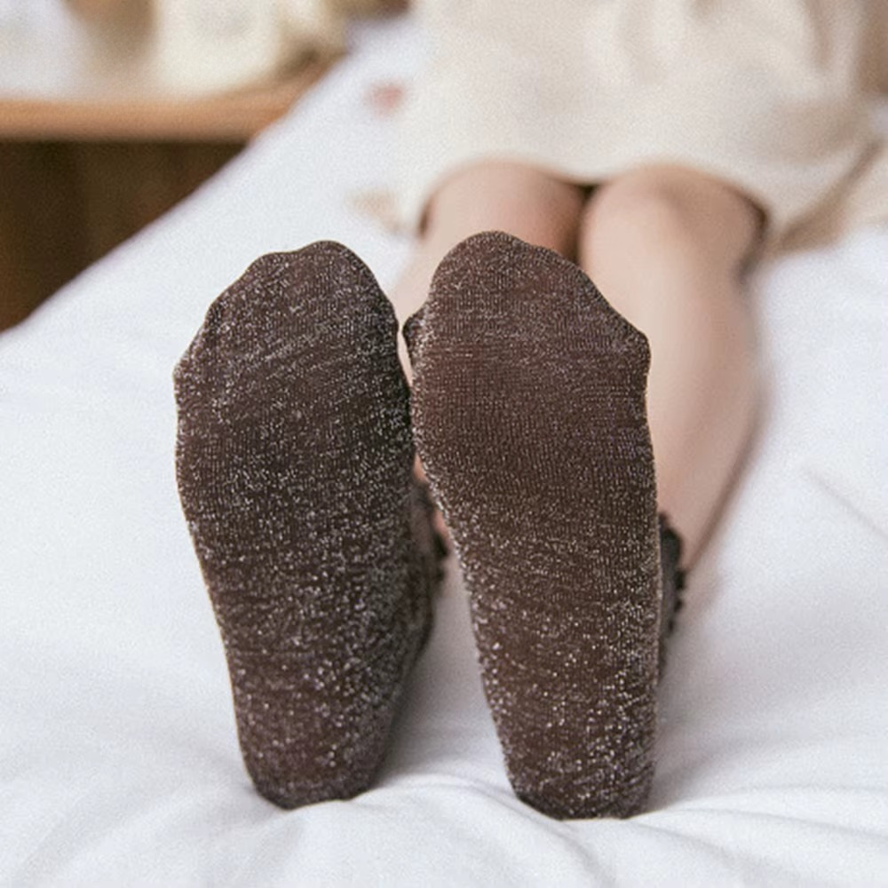 Retro Shining Surface Daily Pure Cotton Sweet Rib Knit Shiny Simple Socks - Image 2