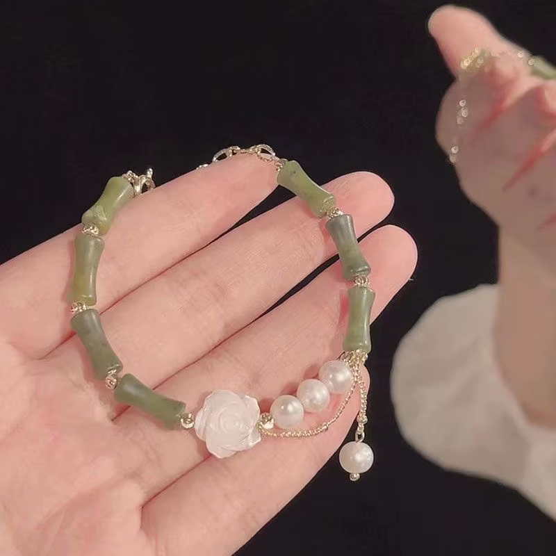 Romantic Bamboo Joint Charm Flower Pendant Bracelet