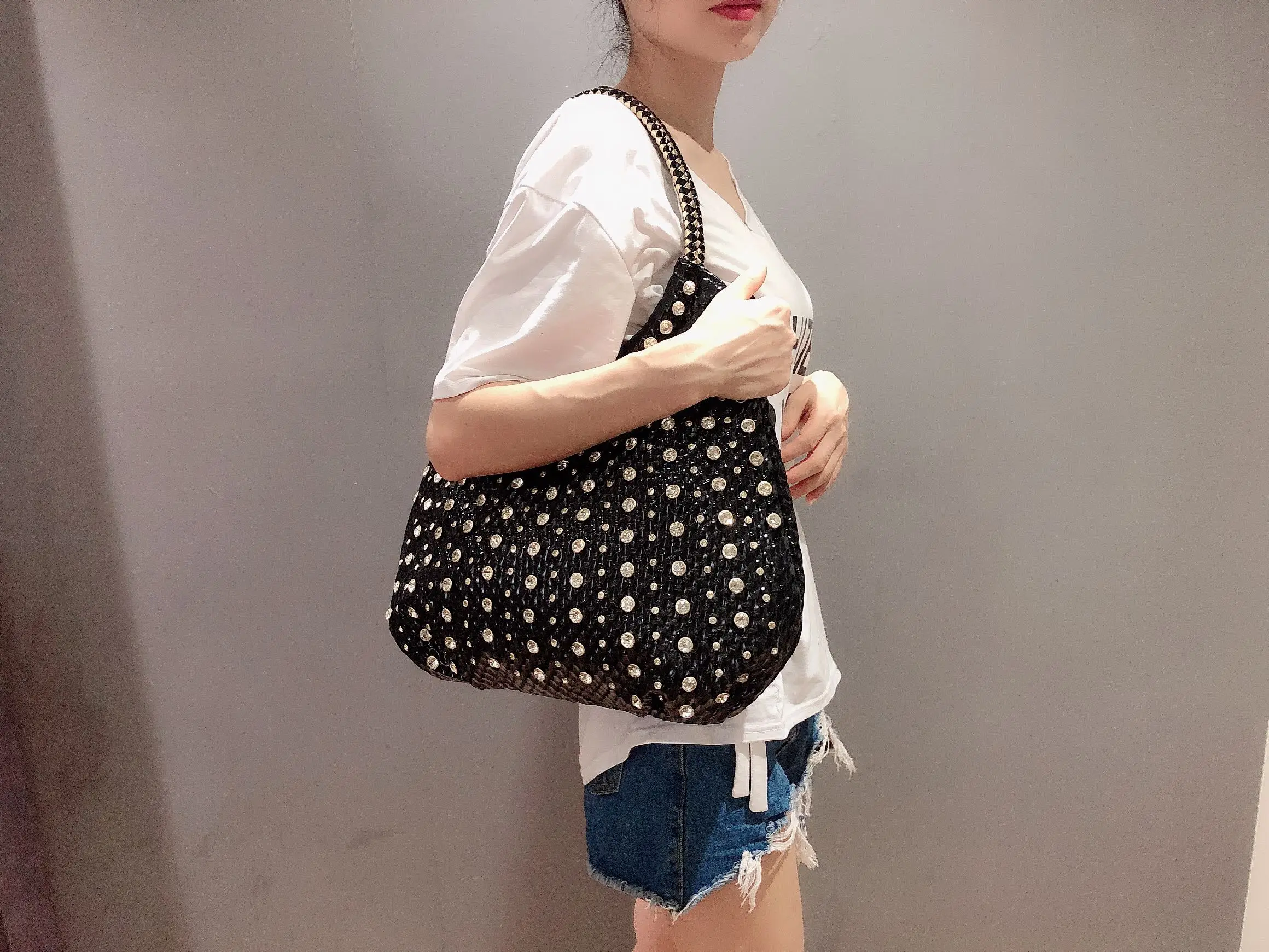 Shiny Diamonds Designer Bling Crystal Rivets Strap Crossbody Shoulder Bags - Image 6