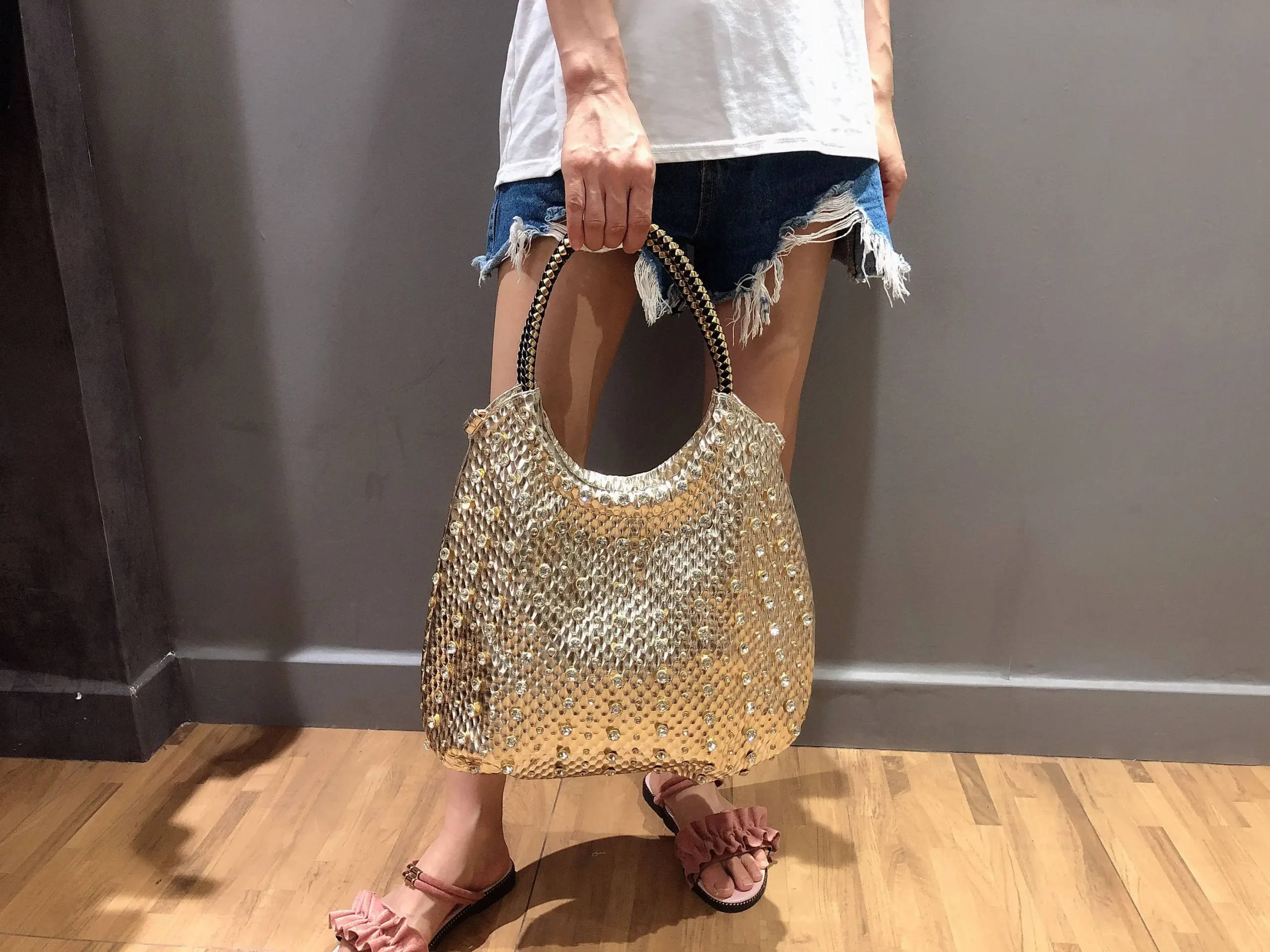 Shiny Diamonds Designer Bling Crystal Rivets Strap Crossbody Shoulder Bags - Image 12