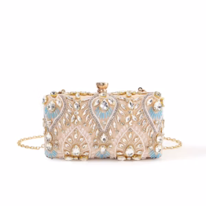 Shiny Heavy Diamond Studded Rhinestones Beaded Flower Pattern Wedding Dinner Bag