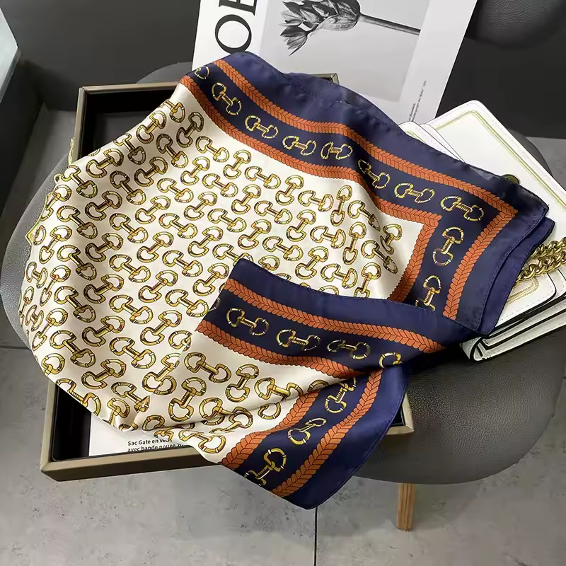 Silk Square Hair Scarf Foulard Pashmina Shawls Wraps Neck Scarves - Image 2