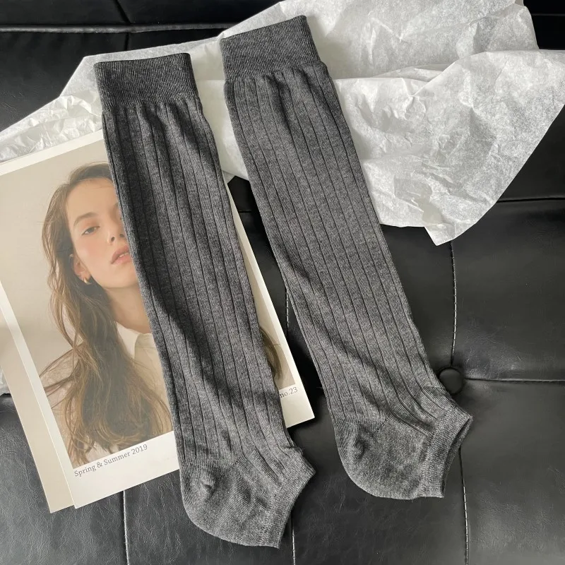 Simple Elegant Fashion Style Calf Comfortable Breathable Daily Vertical Stripes Leg Socks - Image 5