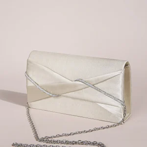 Sparkling Crystal Rope Ruched Glitter Envelope Hand Clutch Bag