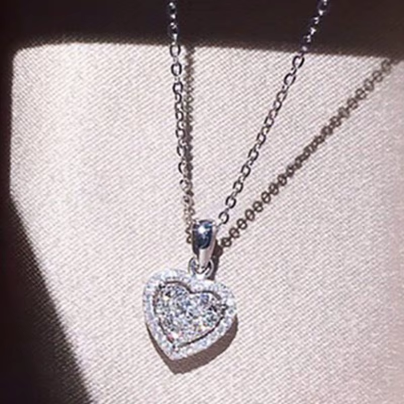Sparkling Silver Color Wedding Party Heart Pendant Necklace - Image 2