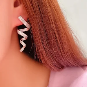 Sparkling Trendy Luxury Rotational Ribbon Shaped Long Hanging Earrings