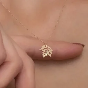 Trendy Stainless Steel Maple Leaf Choker Pendant Necklace