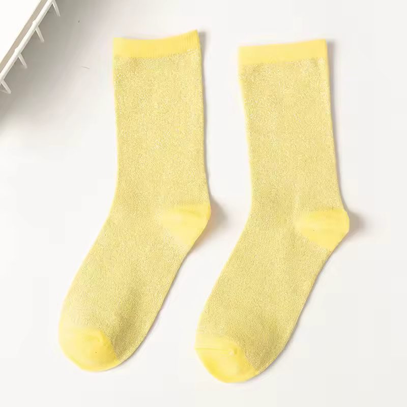 Metallic Thread Glitter Sparkle Crew Shiny Pearl Cute Christmas Socks - Image 2