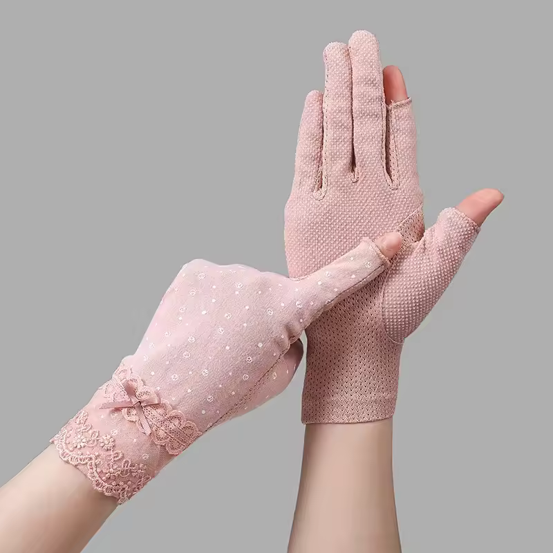 Thin Lace Show Fingers Leak Fingers Riding Sun Protection Fingerless Gloves