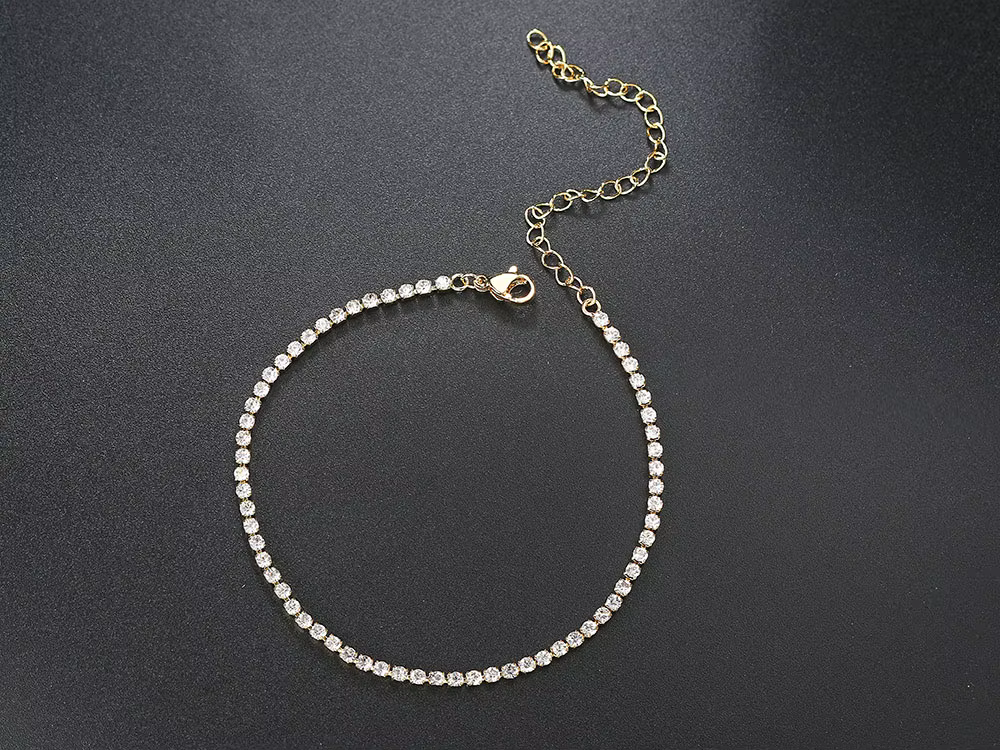 Trend Iced Out Zircon Cubic Zirconia Tennis Bracelet Anklet Chain