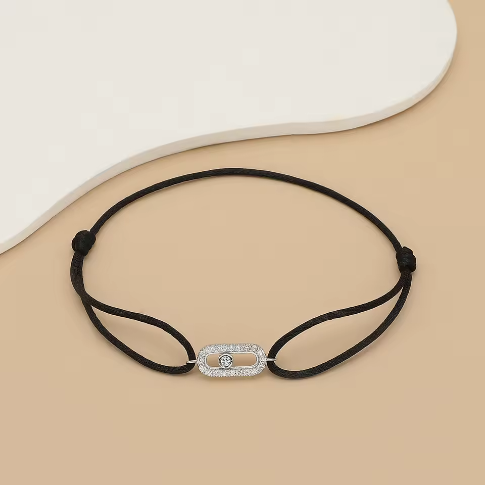 Trendy Adjusted Size Can Move Stone Lace-up Rope Woven Bracelets