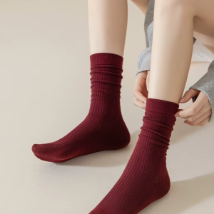 Trendy Cotton Spandex Middle Tube Pile Socks