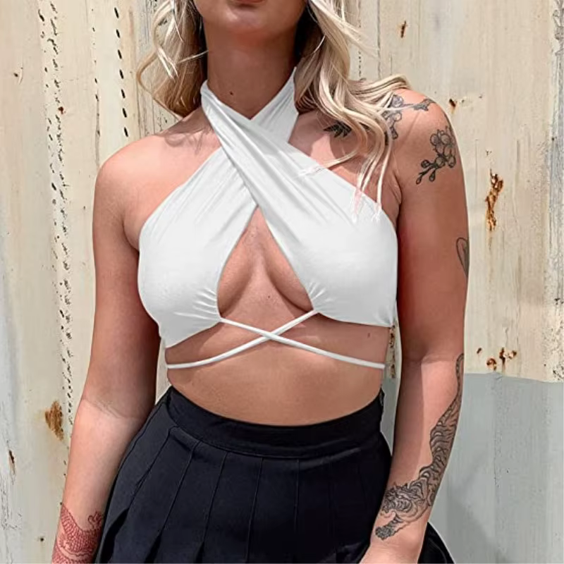 Trendy Cross-Border Backless Chest Strap Single Piece Crop Top - Image 2