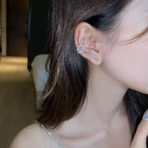 Trendy Exquisite Rhinestone Shiny Zircon Street Party Snake Earrings Stud Ear Clip