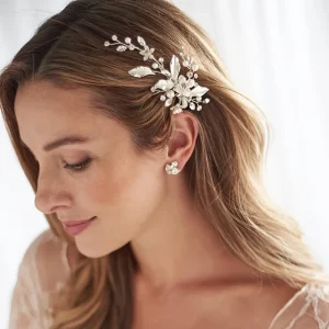Trendy Flower Leaf Crystal Hairpin Headband Tiara Bridal Wedding Hair Accessories Headpiece