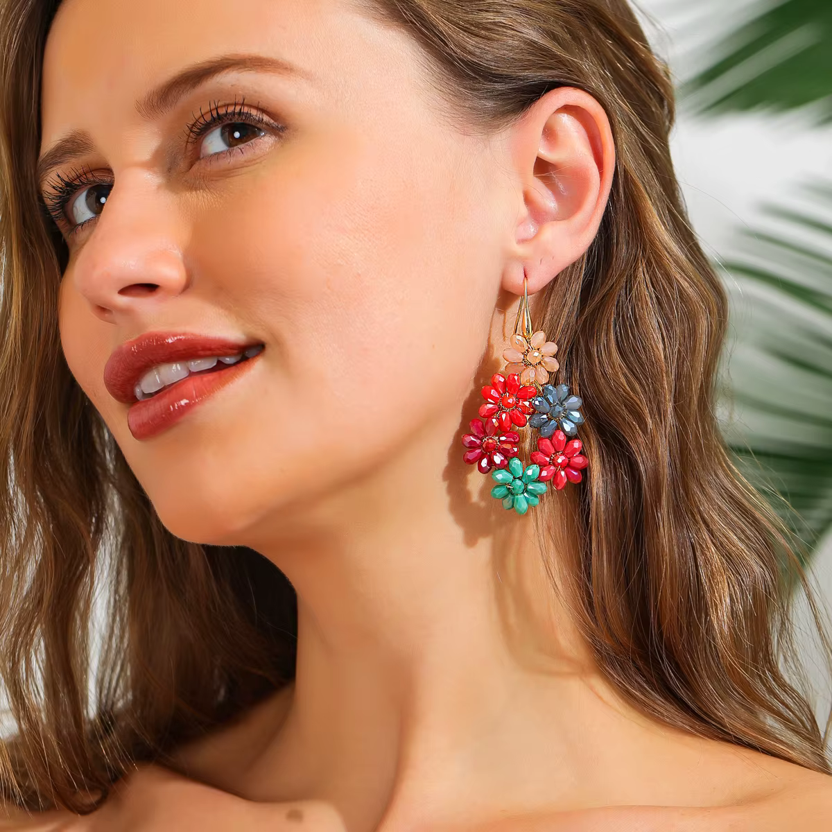 Trendy Flower Shaped Seed Beads Handmade Drop Earrings