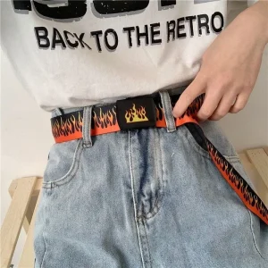 Trendy Hip-hop Street Bad Boy Personality Decoration Punk Style Flame Belt