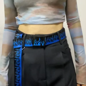 Trendy Hip-hop Street Bad Boy Personality Decoration Punk Style Flame 2 pcs Belt Sets