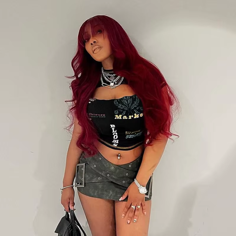 Trendy O-Neck Aesthetic Letter Printed Short Sleeve Hollow Out Crop Top