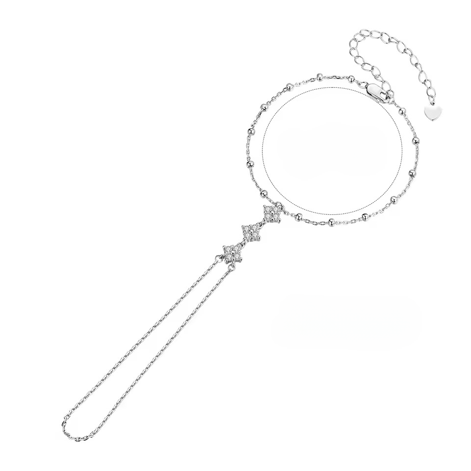 Trendy Thin Dainty Stackable Chain Plated Finger Ring Bracelet - Image 4