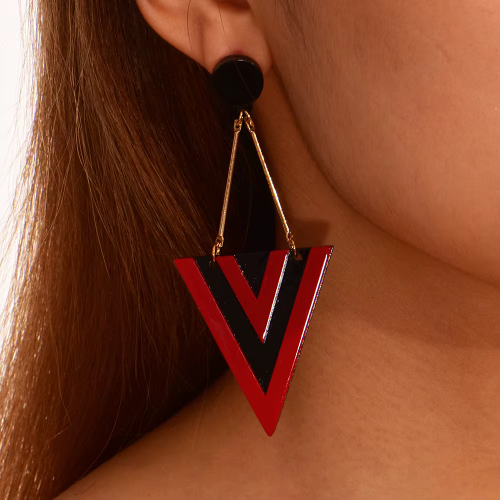 Triangle Long Dangle Geometric Acrylic Pendant Earrings