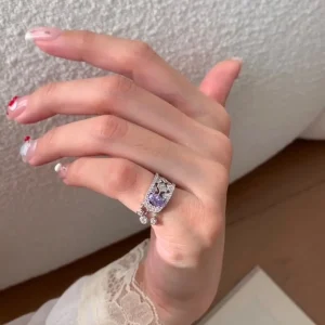Unique Retro Tassel Light Luxury Exquisite Diamond Amethyst Rings