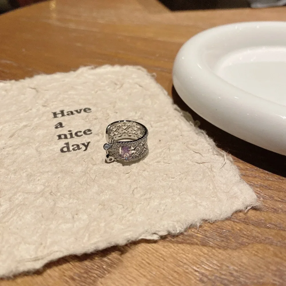 Unique Retro Tassel Light Luxury Exquisite Diamond Amethyst Rings - Image 11