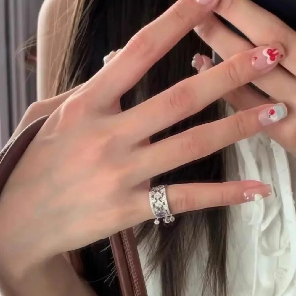 Unique Retro Tassel Light Luxury Exquisite Diamond Amethyst Rings - Image 8