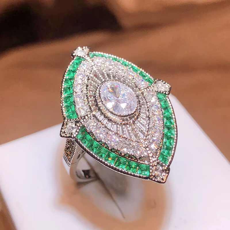 Vintage AAA Cubic Zirconia Princess Cut Office Party Wedding Band Ring - Image 4