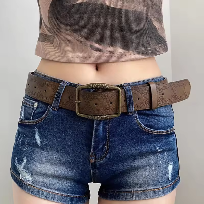 Vintage Casual Floral Embossed Ethnic Artisan Leather Belts