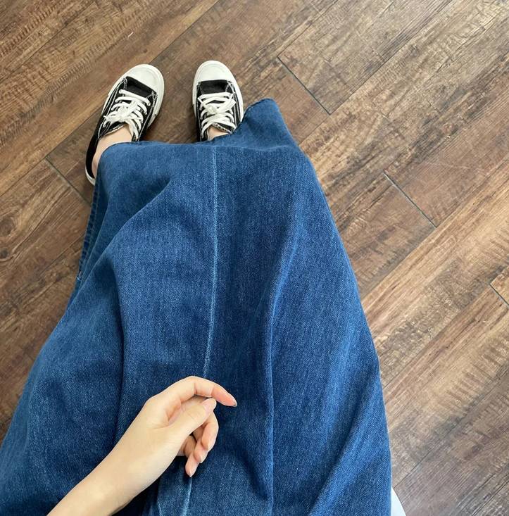 Vintage Empire High Waist Denim Loose Cargo Non Stretch Mid-Calf Skirts - Image 6