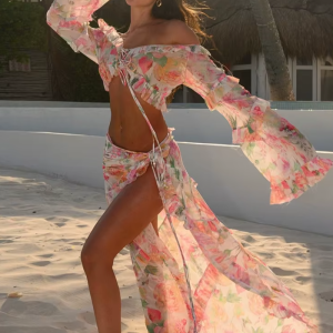 Vintage Fashion Beach Wrap Bath suit Bath wear Low Waist Swimsuits Cover Up