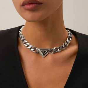 Vintage Geometric Bright Smooth Triangle Pendant Necklace