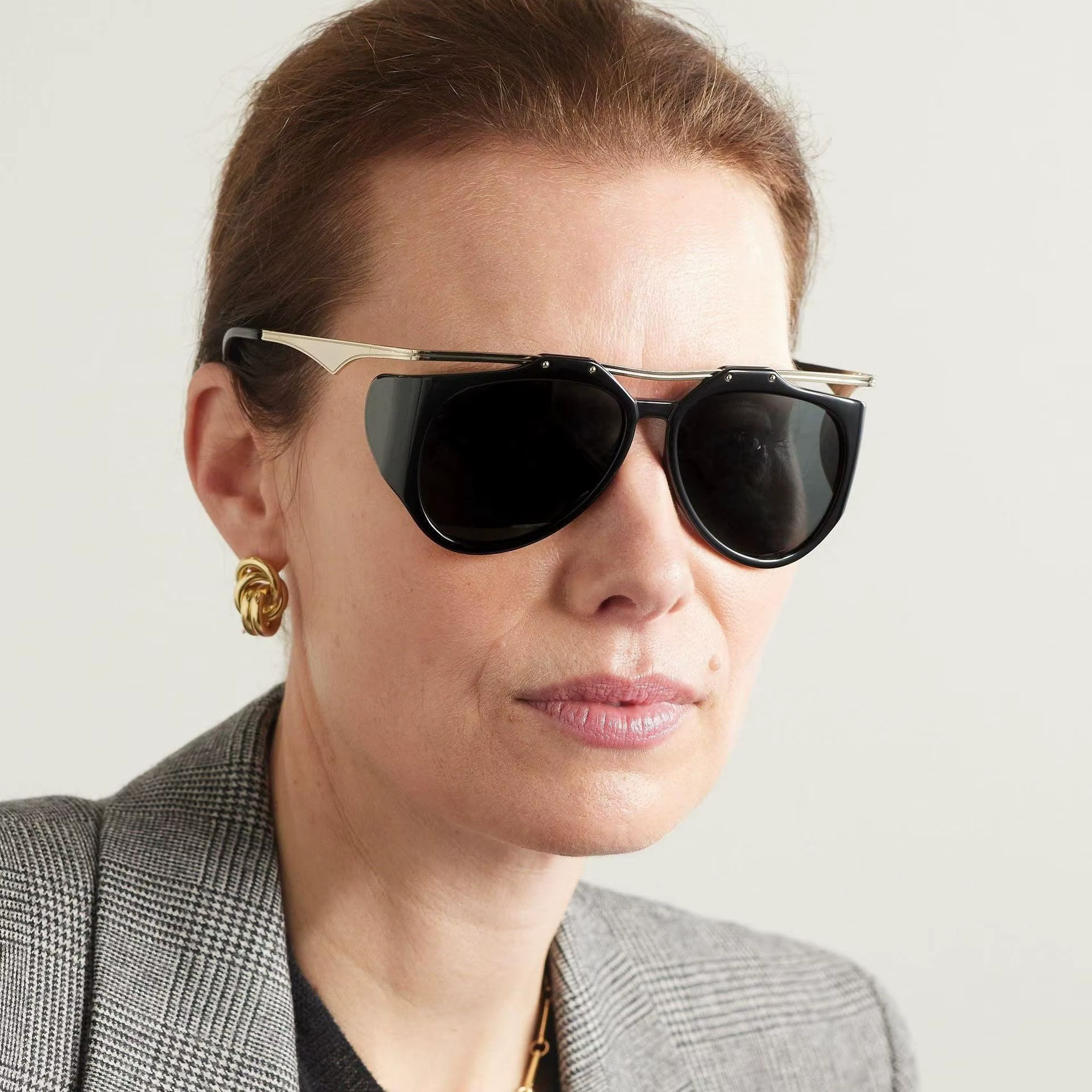 Vintage Irregular Metal Pilot Punk Rivet Sun Glasses