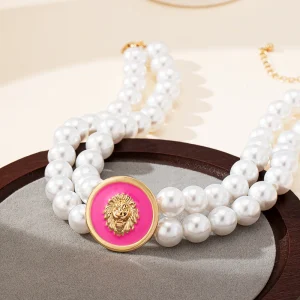 Classic Lion Zinc Alloy Wedding Hip-hop Beads Necklace