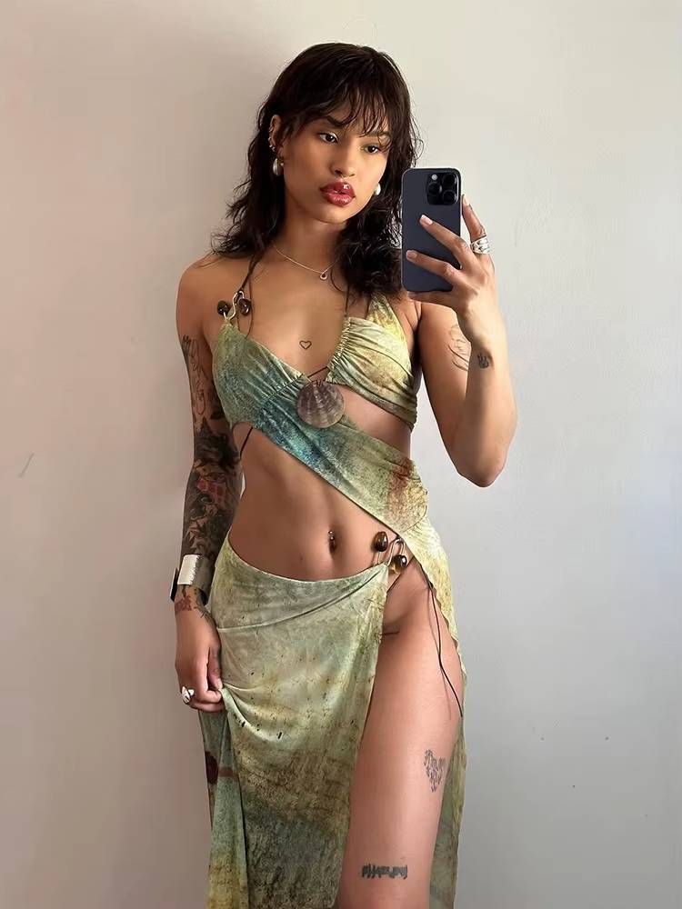 Vintage Sheath Sleeveless Print Long Bodycon Ankle-Length Maxi Dress - Image 7