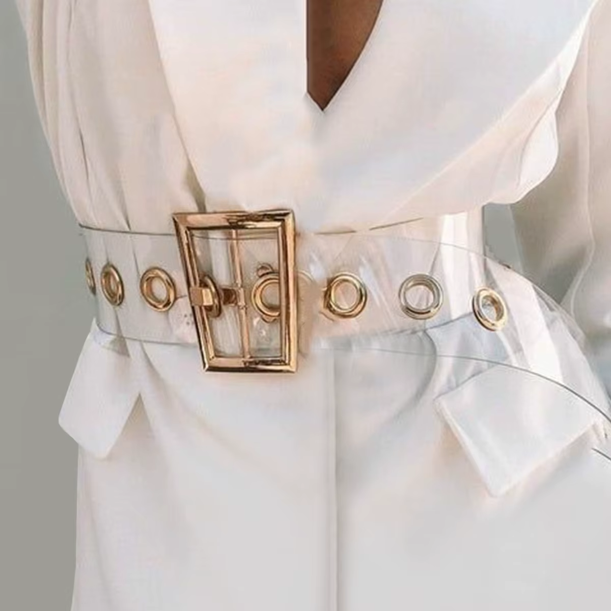 Wide Transparent PVC Designer Clear Dress Waistband Corset Belt