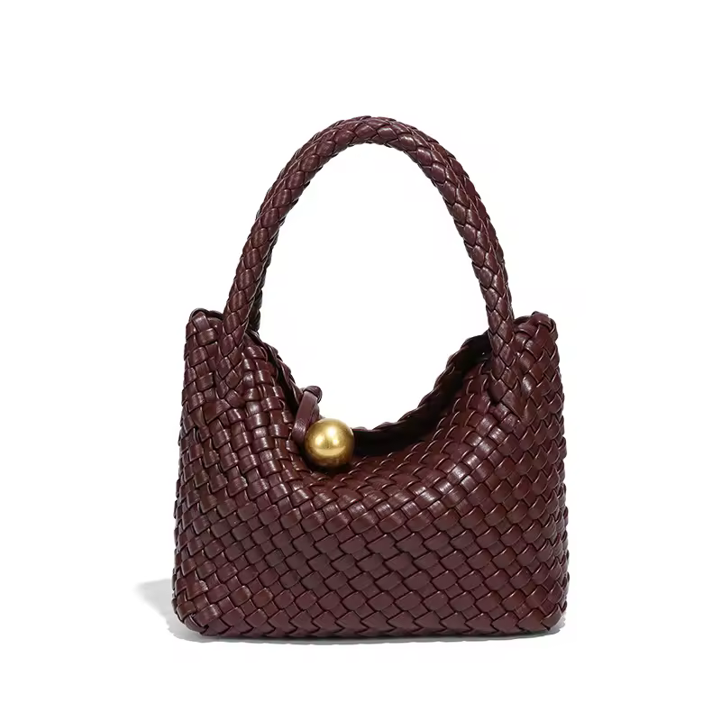 Woven Small Vegan Leather Purse Tote Handbag Hobo Bag - Image 9