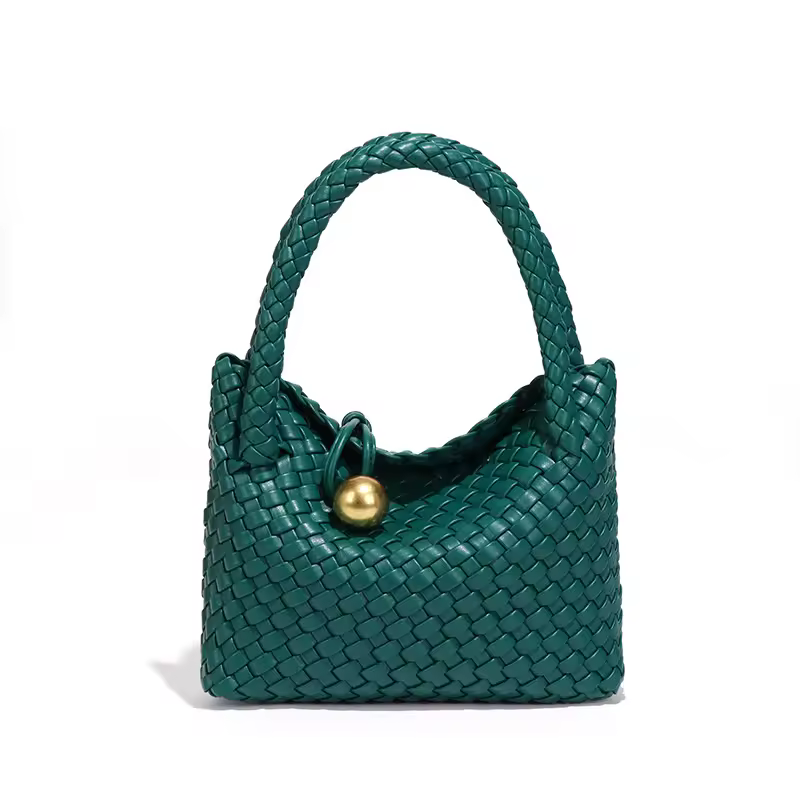 Woven Small Vegan Leather Purse Tote Handbag Hobo Bag - Image 2