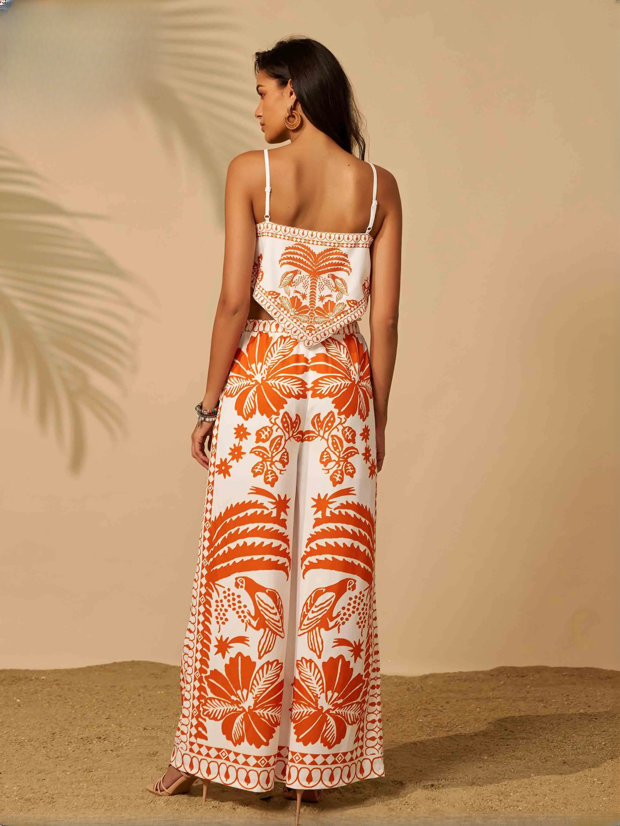 Elegant Slash Neck Trend Spaghetti Sleeveless Birthday Party Dress Beach Pants Two Piece Set - Image 4