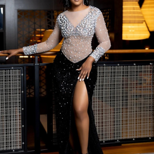 Rhinestone Pearl Mesh O Neck Long Sleeve See Though Patchwork Bodycon Evening Party Long Maxi Dresses